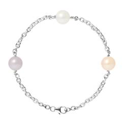PERLINEA- Bracelet- Perles de Culture d'Eau Douce Multicolor 9-10 mm- Bijou Femme
