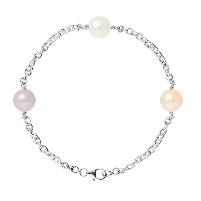 PERLINEA- Bracelet- Perles de Culture d'Eau Douce Multicolor 9-10 mm- Bijou Femme
