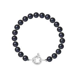 PERLINEA- Bracelet Perles de Culture Ronde 7-8 mm Black Tahiti- Bijou Femme