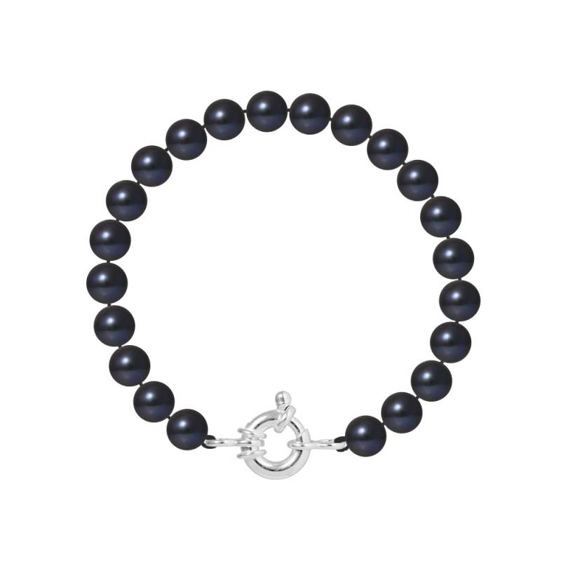 PERLINEA- Bracelet Perles de Culture Ronde 7-8 mm Black Tahiti- Bijou Femme