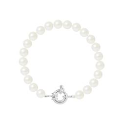 PERLINEA- Bracelet Perles de Culture Ronde 7-8 mm Blanc Naturel- Bijou Femme