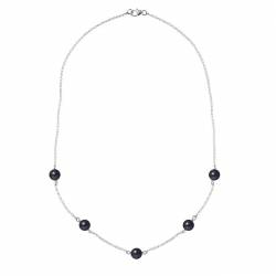 PERLINEA- Collier Perles de Culture Ronde 6-7  mm Black Tahiti- Bijou Femme