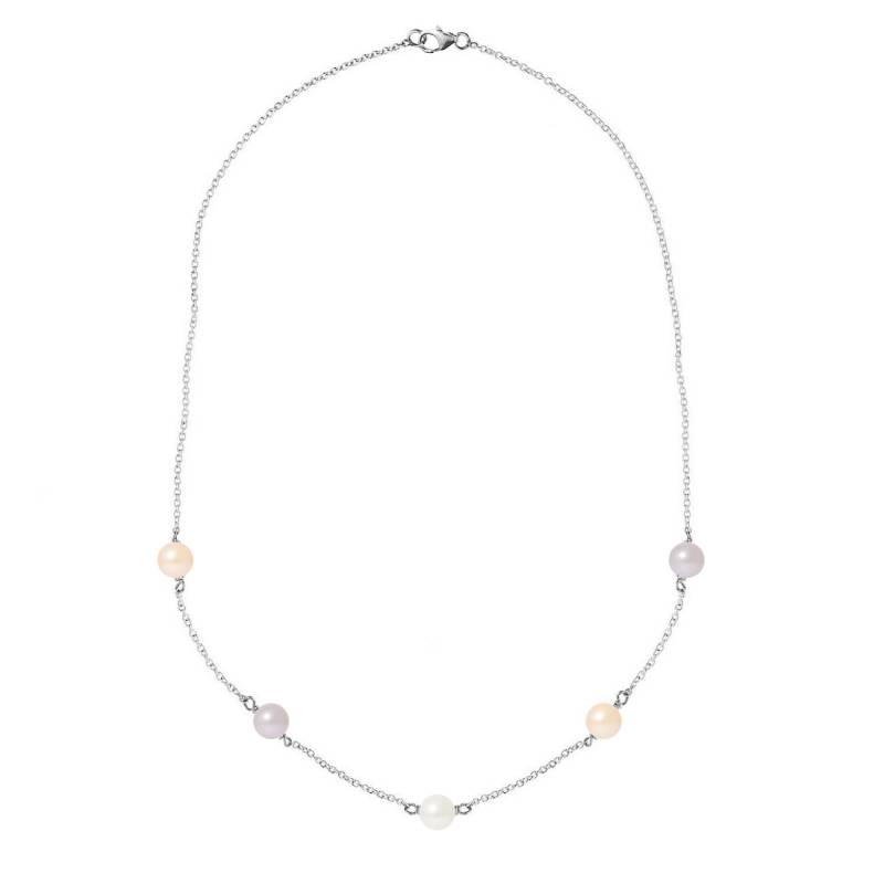 PERLINEA- Collier Perles de Culture Ronde 6-7  mm Multicolor- Bijou Femme