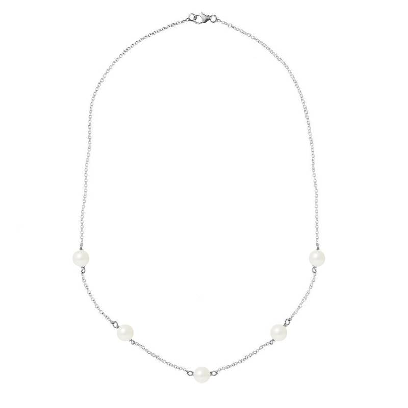 PERLINEA- Collier Perles de Culture Ronde 6-7  mm Blanc Naturel- Bijou Femme