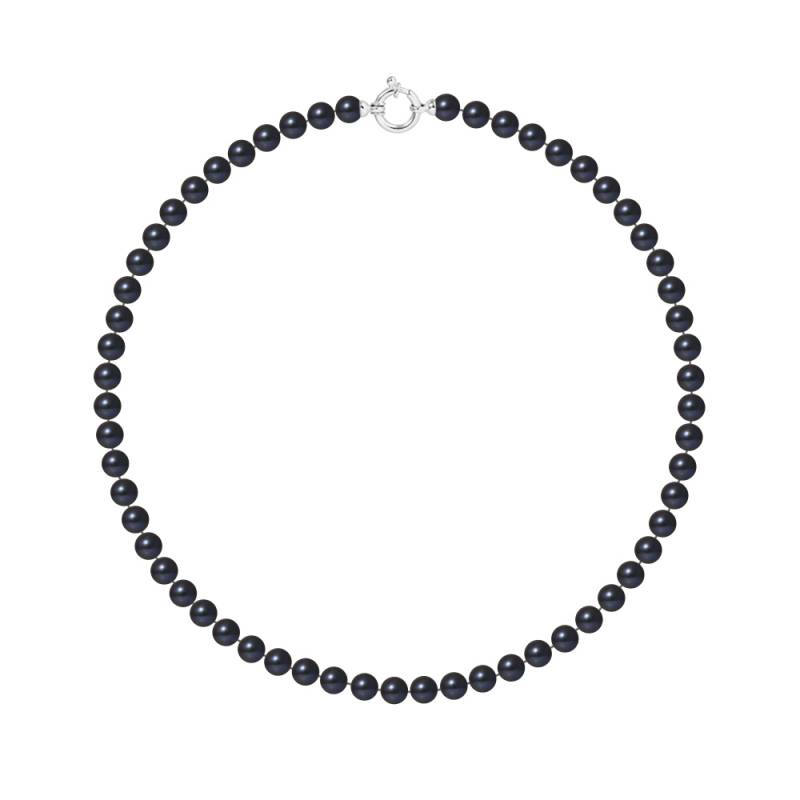 PERLINEA- Collier Perles de Culture Ronde 6-7  mm Black Tahiti- Bijou Femme