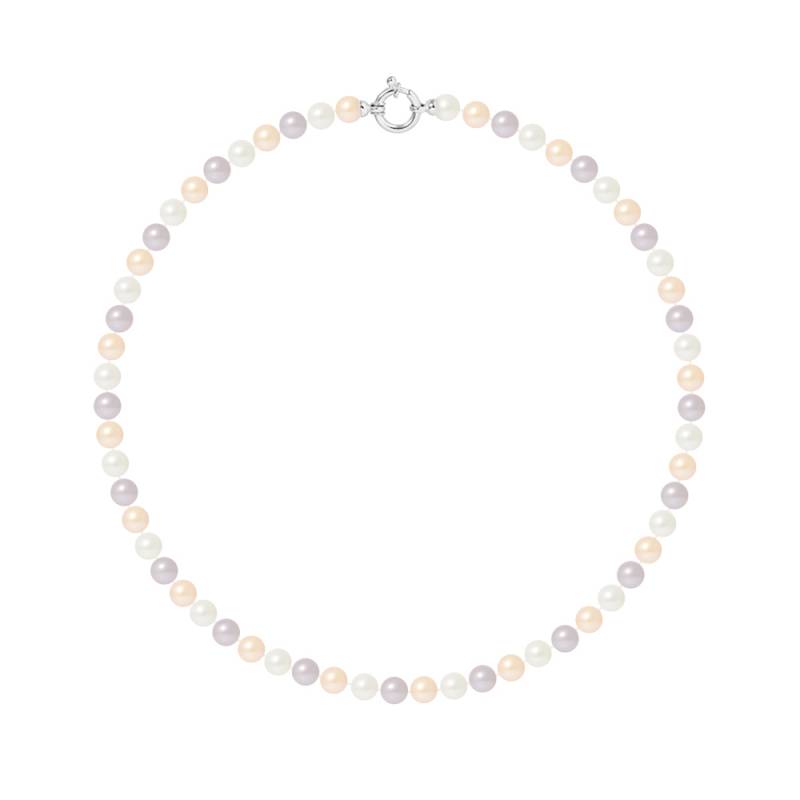 PERLINEA- Collier Perles de Culture Ronde 6-7  mm Multicolor- Bijou Femme