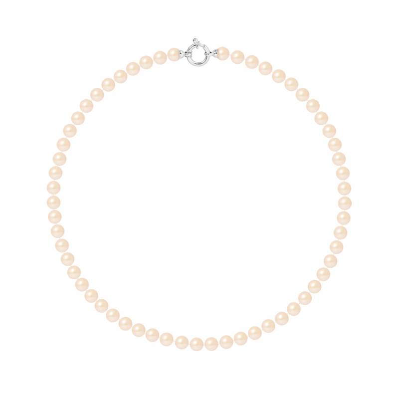 PERLINEA- Collier Perles de Culture Ronde 6-7  mm Rose- Bijou Femme