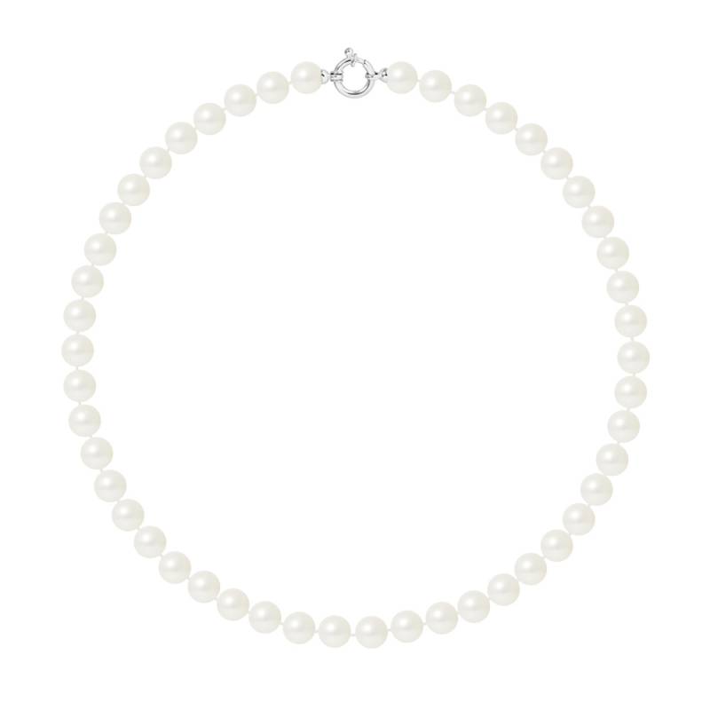 PERLINEA- Collier Perles de Culture- Diamètre 8-9 mm Blanc- Bijou Femme