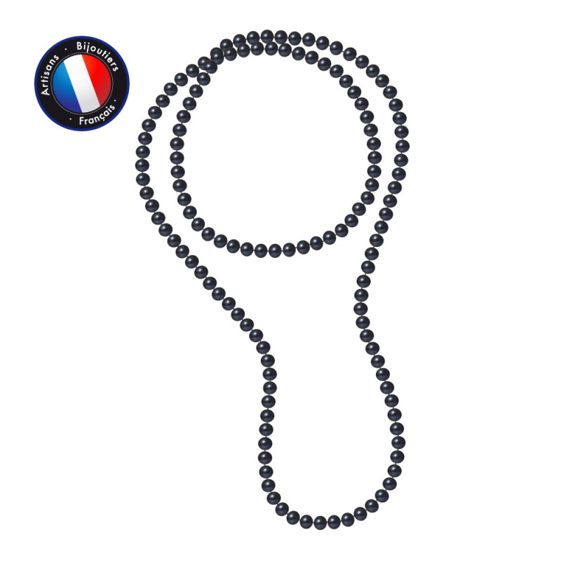 PERLINEA- Sautoir- Perle de Culture d'Eau Douce- Barroque 9-10 mm Black Tahiti- Bijou Femme