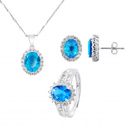 PARURE motif "OVALE" composée d'un Collier, une Bague ajustable et d'une paire de Boucle d'Oreille 