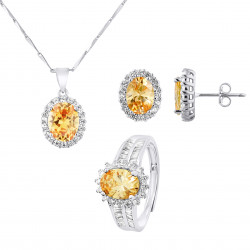 PARURE motif "OVALE" composée d'un Collier, une Bague ajustable et d'une paire de Boucle d'Oreille 