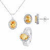 PARURE motif "OVALE" composée d'un Collier, une Bague ajustable et d'une paire de Boucle d'Oreille 