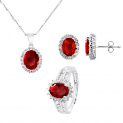 PARURE motif "OVALE" composée d'un Collier, une Bague ajustable et d'une paire de Boucle d'Oreille 
