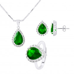 PARURE motif "POIRE" composée d'un Collier , une Bague ajustable et d'une paire de Boucle d'Oreille 