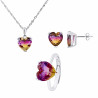 PARURE motif "CUR" BICOLORE composée d'un Collier, une Bague ajustable et d'une paire de Boucle d'Oreille 