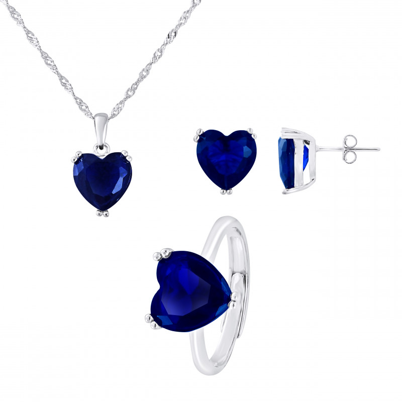 PARURE motif "CUR"  composée d'un Collier, une Bague ajustable et d'une paire de Boucle d'Oreille 