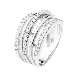 Bague multi en Argent 925 Millièmes Rhodié  Oxydes de Zirconium Blancs