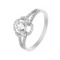 Bague Solitaire en Argent 925 Millièmes Rhodié 