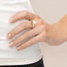 PERLINEA- Bague- Perles de Culture d'Eau Douce- Ronde Diamètre 8-9 mm Blanc- Taille 48 (EU)- Bijou Femme- OrJaune  