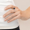 PERLINEA- Bague- Perles de Culture d'Eau Douce- Ronde Diamètre 8-9 mm Black Tahiti- Taille 48 (EU)- Bijou Femme- Or Blanc- Dim