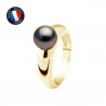 PERLINEA- Bague- Perles de Culture de Tahiti- Ronde Diamètre 8-9 mm- Taille 48 (EU)- Bijou Femme- OrJaune
