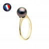 PERLINEA- Bague- Perles de Culture de Tahiti- Ronde Diamètre 8-9 mm- Taille 48 (EU)- Bijou Femme- OrJaune