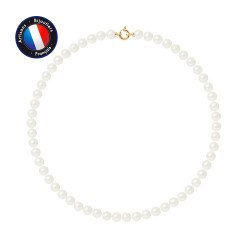 PERLINEA- Collier- Perles de Culture d'Eau Douce- Diamètre 8-9 mm Blanc- Bijou Femme- Or Blanc