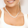 PERLINEA- Collier- Perles de Culture d'Eau Douce- Diamètre 8-9 mm Blanc- Bijou Femme- Or Blanc