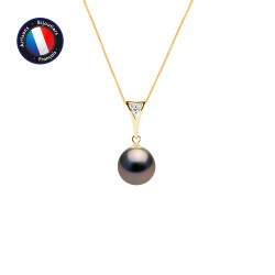 PERLINEA- Collier- Perles de Culture de Tahiti- Diamètre 8-9 mm- Bijou Femme- OrJaune