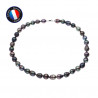 PERLINEA- Collier- Perles de Culture de Tahiti- Diamètre 8-9 mm- Bijou Femme- Or Blanc