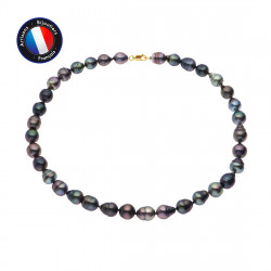 PERLINEA- Collier- Perles de Culture de Tahiti- Diamètre 8-9 mm- Bijou Femme- OrJaune