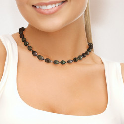 PERLINEA- Collier- Perles de Culture de Tahiti Ronde 7-8 mm- Bijou Femme- Or Blanc