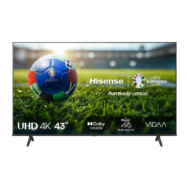 TV LED - HISENSE - 43A6N - 43'' (108 cm) - 4K UHD 3840x2160 - 60Hz - HDR 10 - Smart TV - 3 x HDMI