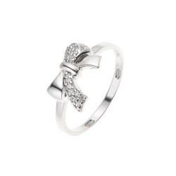Bague Jonc Argent 925 Millièmes Rhodié Motif Nud Serti Oxydes de Zirconium Blancs
