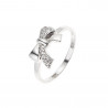 Bague Jonc Argent 925 Millièmes Rhodié Motif Nud Serti Oxydes de Zirconium Blancs
