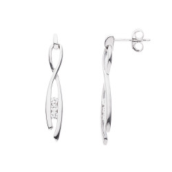 Boucles d'Oreilles Articulées Pendentif  Argent 925 Millièmes Rhodié  Oxydes de Zirconium