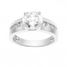 Bague Solitaire serti de 4 Griffes Oxydes de Zirconium Blancs 