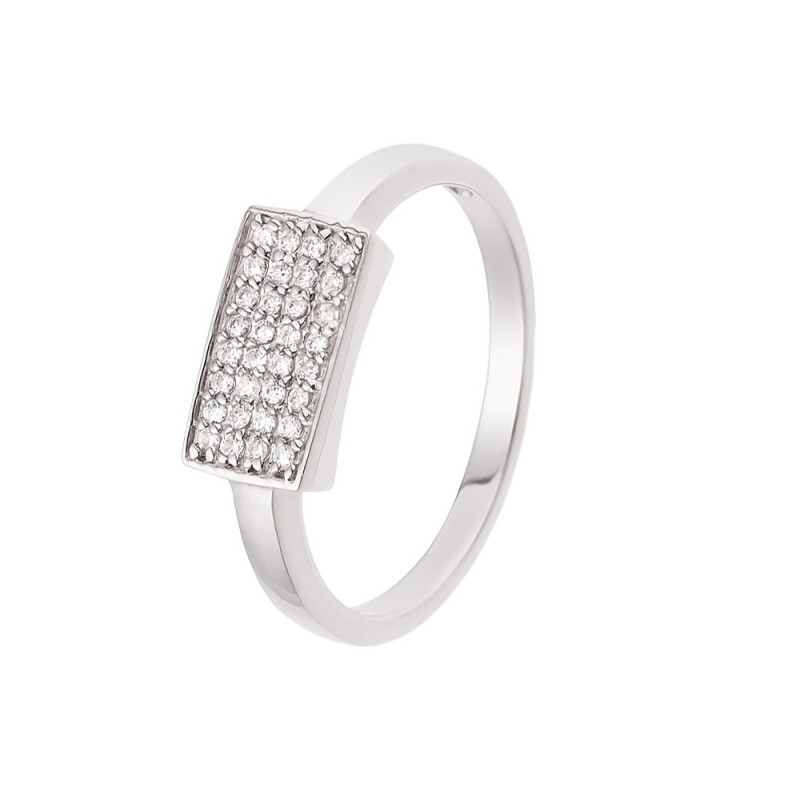 Bague Pavage Argent 925 Millièmes Rhodié  Oxydes de Zirconium