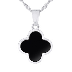Collier motif "TREFLE" NOIR  