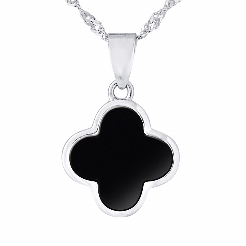 Collier motif "TREFLE" NOIR  