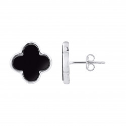 Boucles d'Oreilles motif "TREFLE NOIR" 