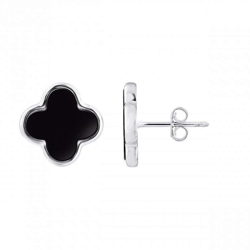 Boucles d'Oreilles motif "TREFLE NOIR" 