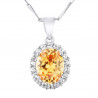 Collier motif "OVALE" PIERRE CRYSTAL Orange et Oxydes de Zirconium  