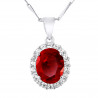 Collier motif "OVALE" PIERRE CRYSTAL Rouge et Oxydes de Zirconium  