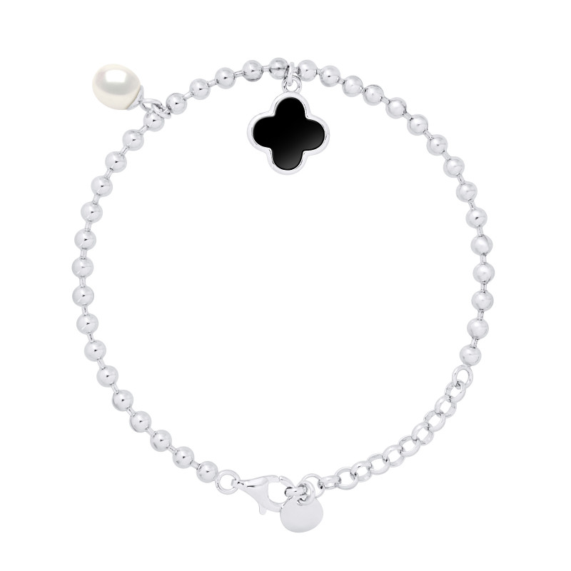 Bracelet motif "TREFLE" NOIR 
