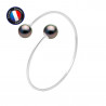 PERLINEA- BraceletJonc Toi  Moi- Perle de Culture de Tahiti- Ronde 10-11 mm- Bijou Femme- Argent 925 Millièmes