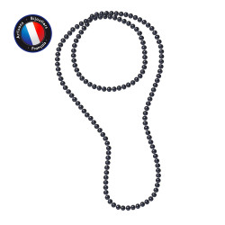 PERLINEA- Sautoir- Perle de Culture d'Eau Douce- Barroque 8-9 mm Black Tahiti- Bijou Femme