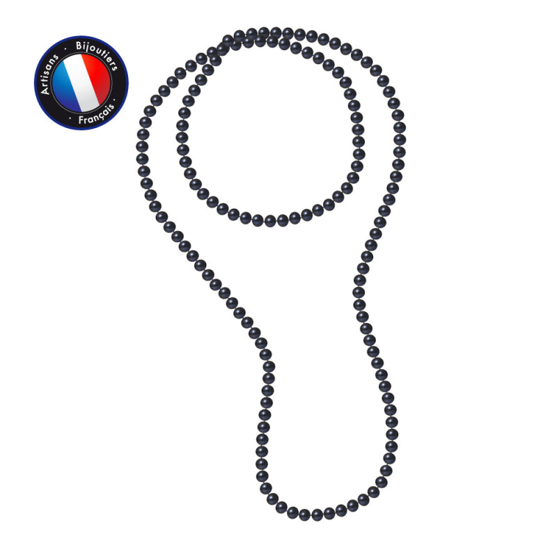 PERLINEA- Sautoir- Perle de Culture d'Eau Douce- Barroque 8-9 mm Black Tahiti- Bijou Femme