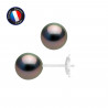 PERLINEA- Boucle d'Oreilles - Perles de Culture de Tahiti- Diamètre 8-9 mm- Bijou Femme- Or Blanc