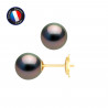 PERLINEA- Boucle d'Oreilles - Perles de Culture de Tahiti- Diamètre 8-9 mm- Bijou Femme